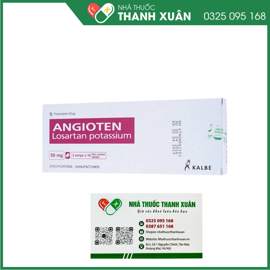 Angioten 50 mg điều trị tăng huyết áp
